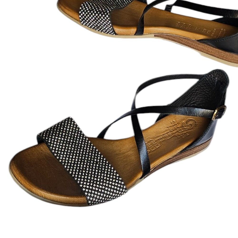 Shoelab 8.5 / 39  Italian Leather Sandals Black